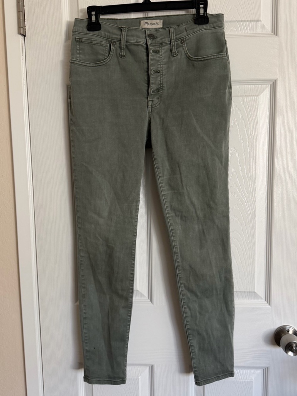 Madewell 9” High-Rise Skinny Jeans in Olive Green